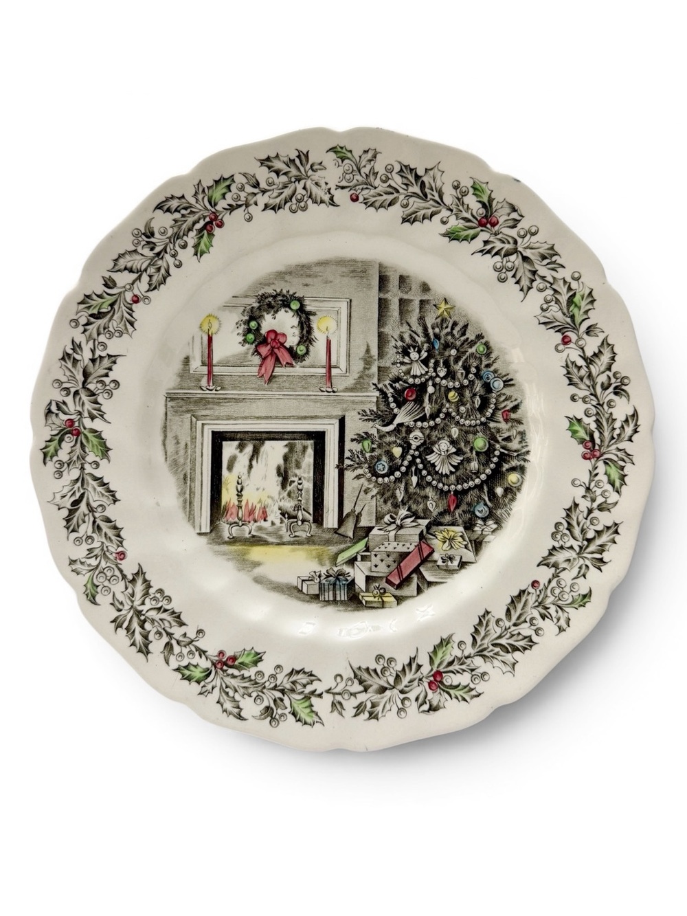 Vintage Johnson Bros Merry Christmas Dinner Plate 10 5/8” Ironstone